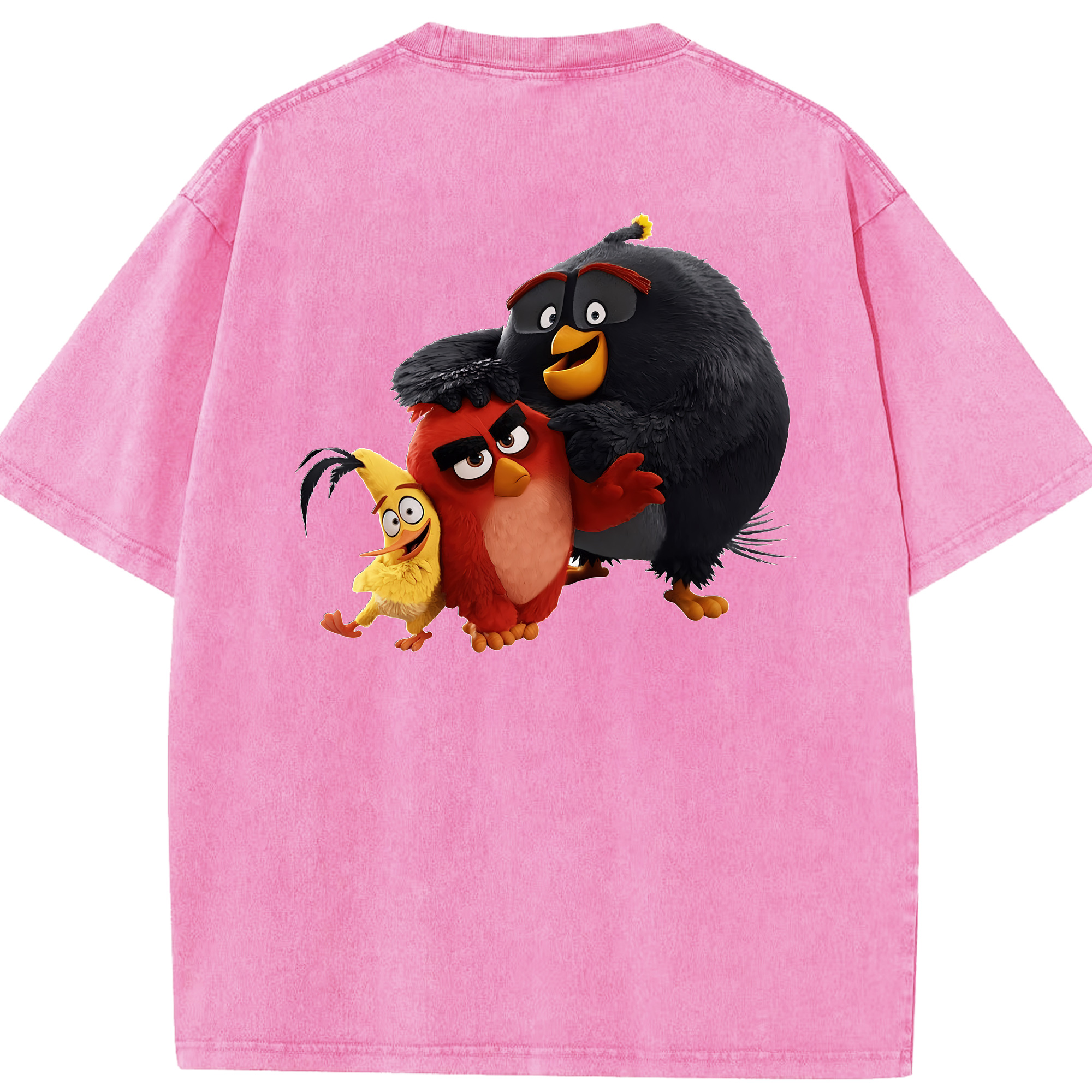 （画像用） Angry Birds アングリーバード 綿100% ヴィンテージ風 半袖Tシャツ（背面プリント）